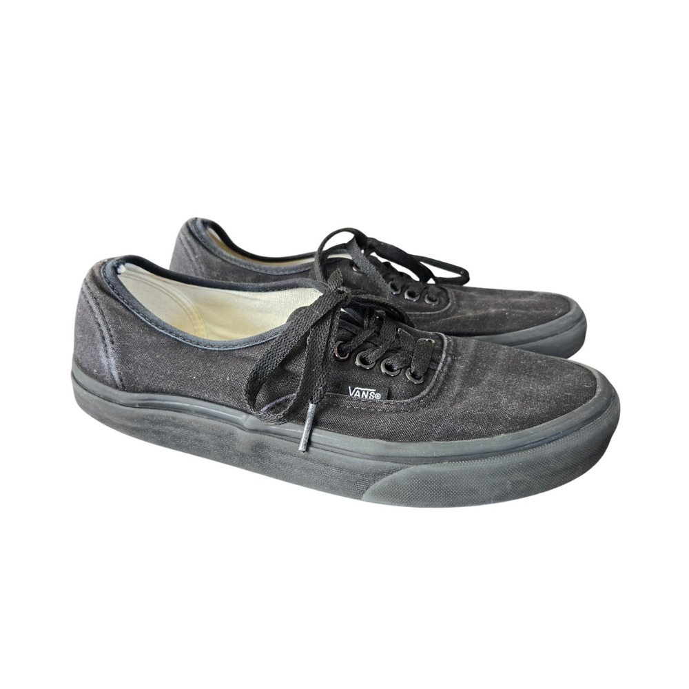 Vans Authentic Black Canvas Low Top Skate Shoes Mens 7.5 Womens 9, Skater Grunge